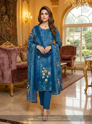 Classic Pakistani Embroidery Lace Work Dress Collection