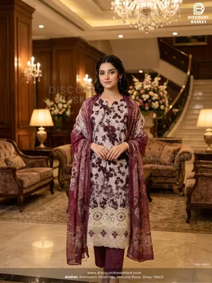 Pakistani Swizz Cotton Printed Suit with Palazzo Salwar