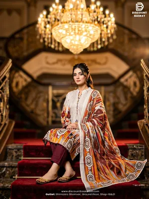Graceful Swizz Cotton Suit with Neck and Sleeve Panel Work