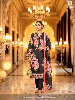 Classic Swizz Cotton Suit with Decorative Panel Design