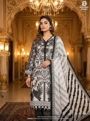 Printed Swizz Cotton Suit with Cotton Embroidered Dupatta