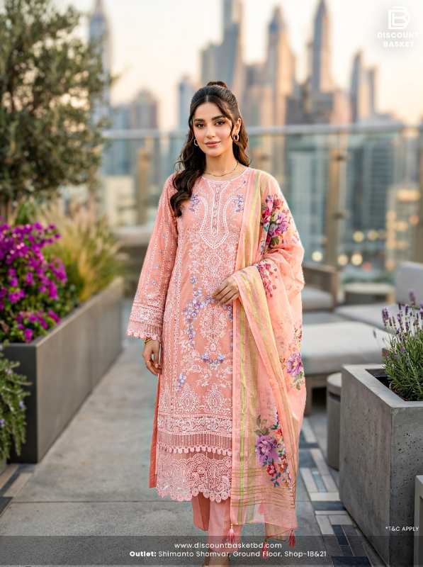 Designer Swizz Cotton Printed Suit with Quata Embellished Dupatta