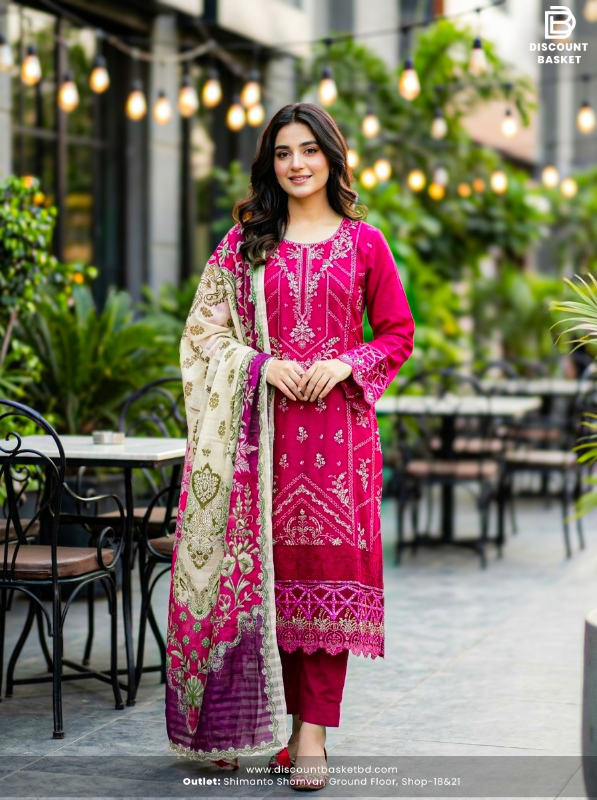 Pakistani Swizz Cotton Printed Suit with Quata Dupatta
