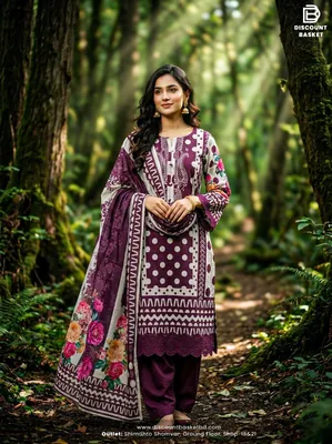 Pakistani Swizz Cotton Printed Suit with Palazzo Salwar