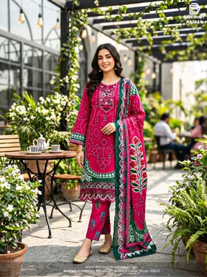 Pakistani Swizz Cotton Printed Suit with Cotton Dupatta