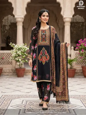 Elegant Swizz Cotton Suit with Panel Embroidery Design