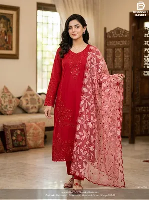 Luxury Swizz Lawn Suit with Intricate Boring Embroidery