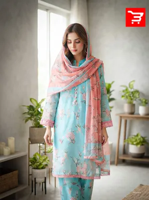 Designer Swizz Cotton Palazzo Set with Coordinated Printed Salwar