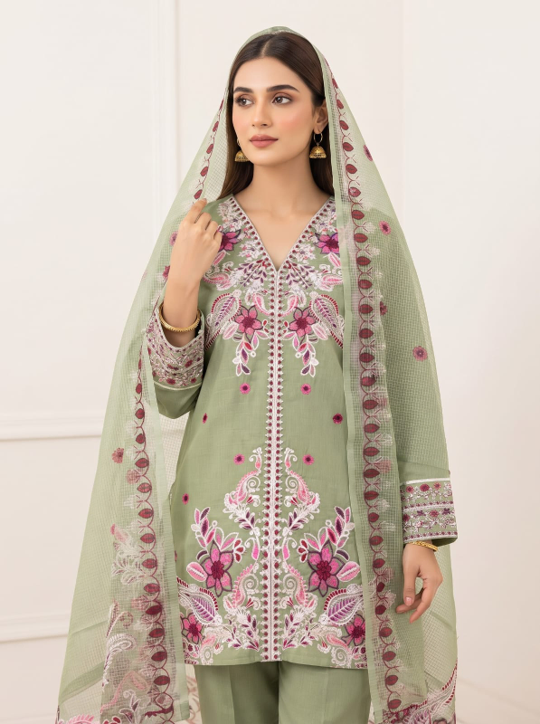 Pakistani Inspired Embroidered Swiss Lawn 3-Piece Stitched Suit