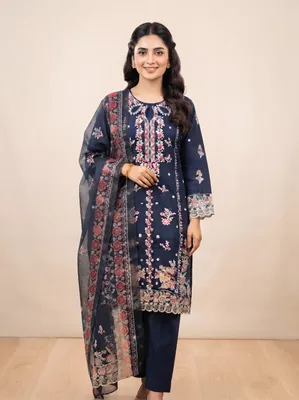  Pakistani Inspired Embroidered Swiss Lawn 3-Piece Stitched Suit1