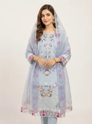 Pakistani Inspired Embroidered Swiss Lawn 3-Piece Stitched Suit2