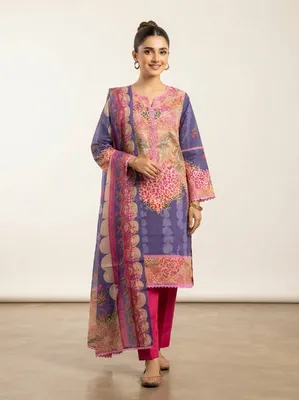 Premium All-Over Printed Swiss Lawn 3-Piece Stitched Suit3