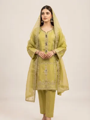 Pakistani Inspired Premium Pure Silk Embroidered 3-Piece Suit
