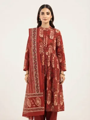 Premium Printed Swiss Lawn Frock 3-Piece Stitched Suit6