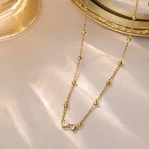 Stainless Steel Bow Rhinestone necklace