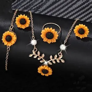 Sunflower Pendant Necklace Set (5 Pcs)