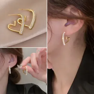 Crystal Simple Heart Hoop Earrings