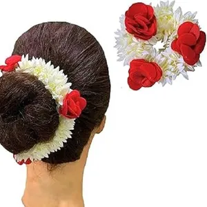 Artificial Rose Flower Hair Gajra Rubber Band