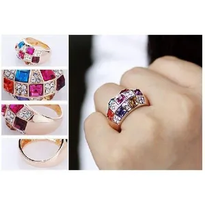 Multi-Color Crystal Finger Ring (1 pc)