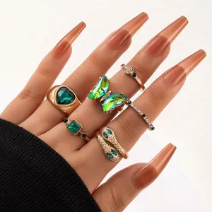 Diamond butterfly Snake Metal Ring Set (6 pcs 1 set)
