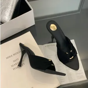 Comfortable Black High Heel Slippers