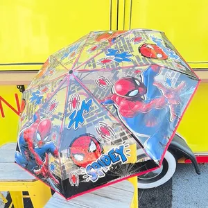 Spidey & Friends Kids' Clear Bubble Umbrella – Animated Spider-Man Graphic Rain Gear