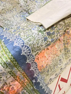 Swizz Lawn Embroidered Lace Stitched 3Pc