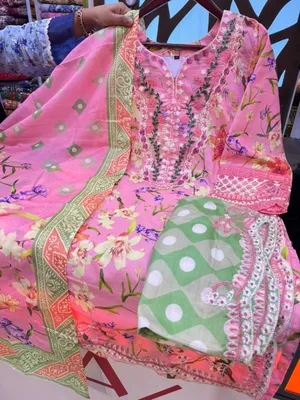 Pakistani Slub Cotton Printed Dress
