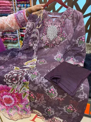 Pakistani Inspired Organza Panel Stitched Lawn Dress