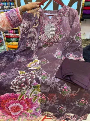 Pakistani Inspired Organza Panel Stitched Lawn Dress