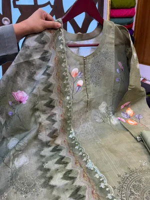 Pakistani Inspired Swizz Lawn Dress with Embroidery & Lace Work