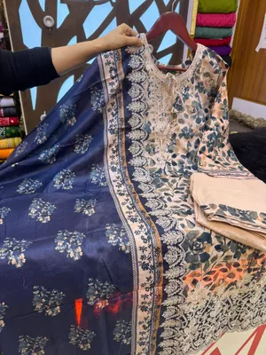 Pakistani Slub Cotton Printed Dress