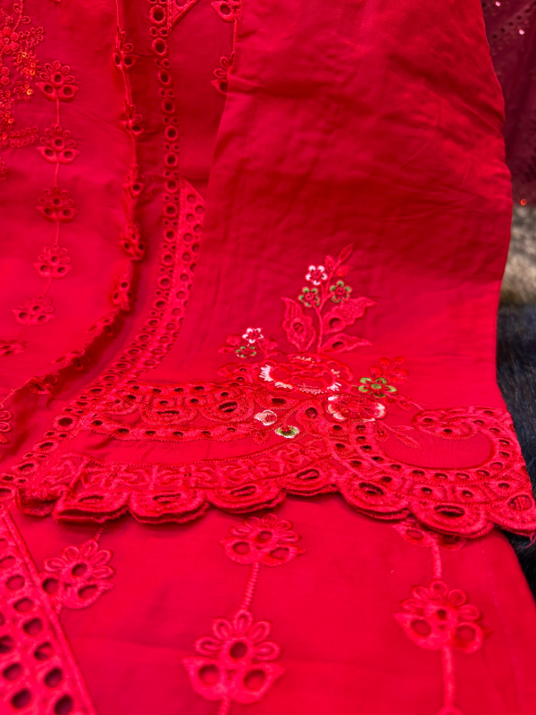 Designer Pakistani Swizz Cotton Set with Panel Work