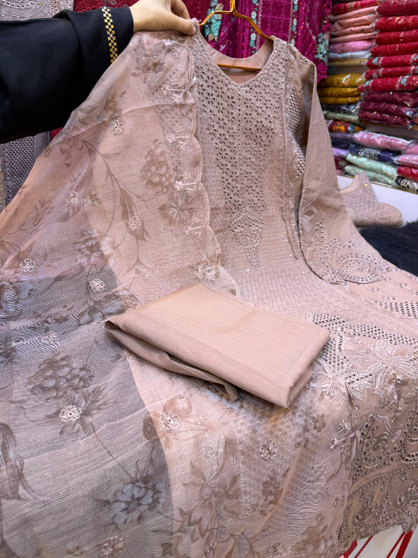 Premium Swizz Cotton Long Suit with Statement Dupatta