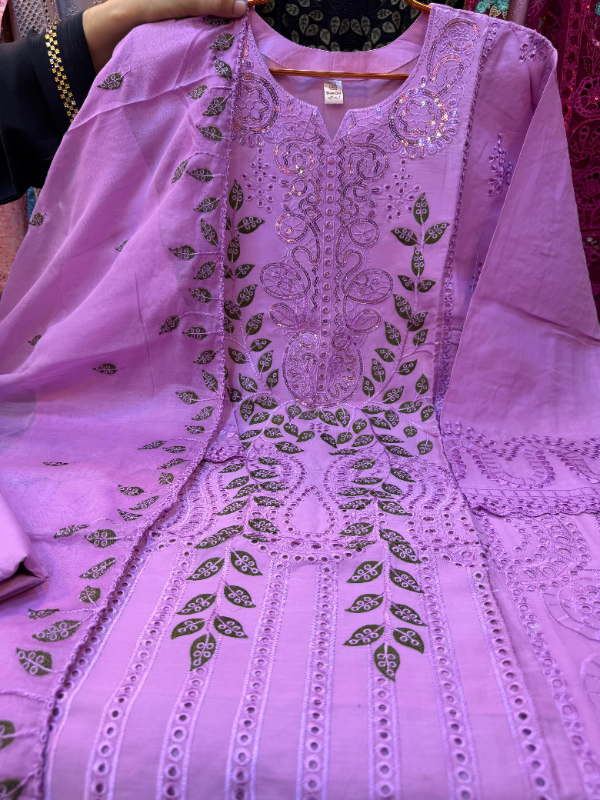 Pakistani Swizz Cotton Suit with Unstitched Salwar