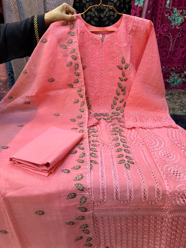 Pakistani Swizz Cotton Suit with Unstitched Salwar