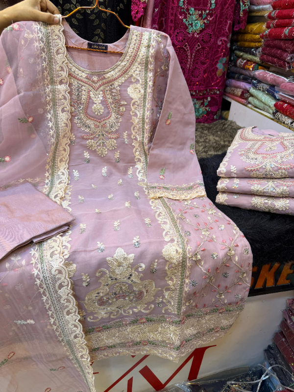 Premium Soft Organza Party Suit with Sateen Inner