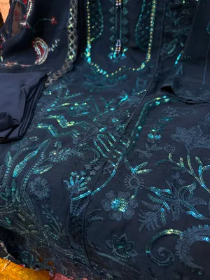 Premium White Gold Ensemble with 3D & Purl Work