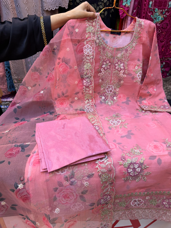 Premium Soft Organza Suit with 3D Inner Setting