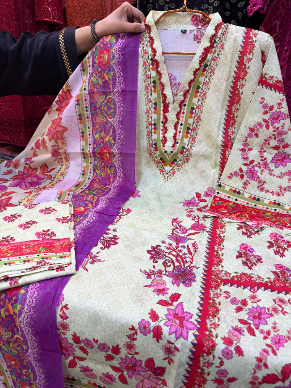 All-Over Printed Swizz Lawn Ensemble