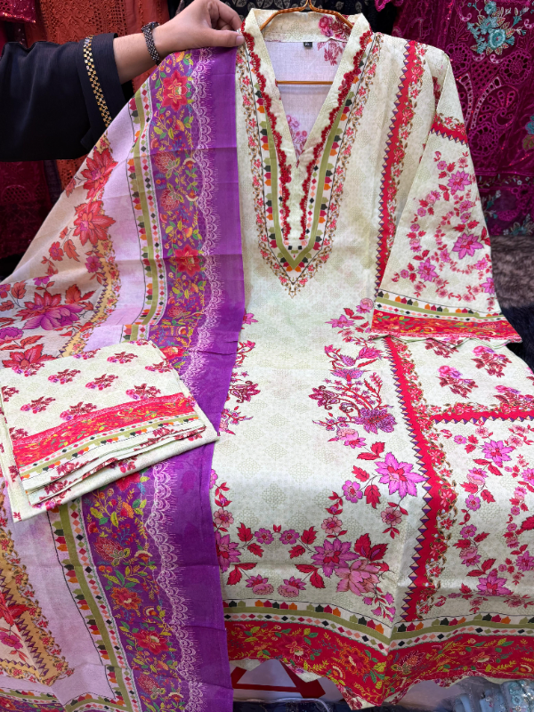 All-Over Printed Swizz Lawn Ensemble