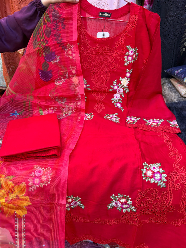 Swizz Cotton Ethnic Ensemble with Printed Quata Finish