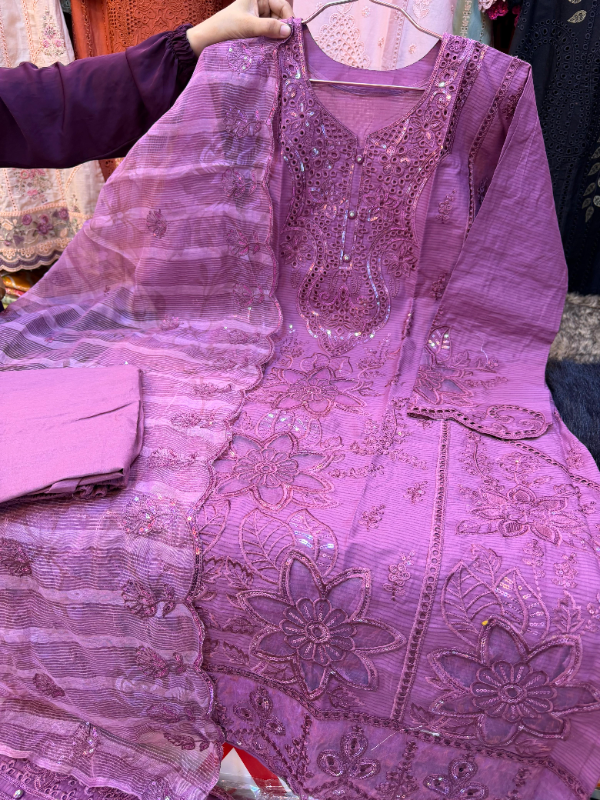 Pakistani Swizz Cotton Festive Suit with Quata Dupatta