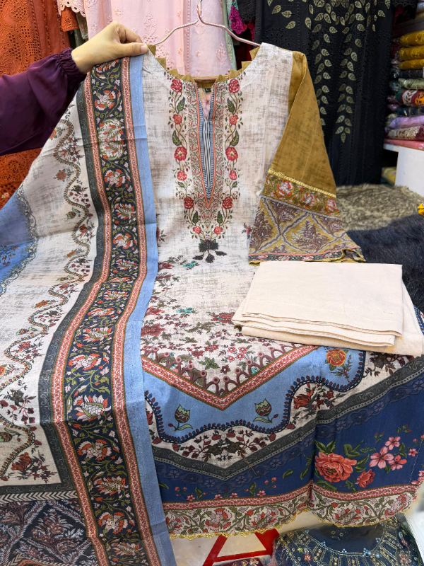 Swizz Lawn Digital Print Suit with Cotton Dupatta
