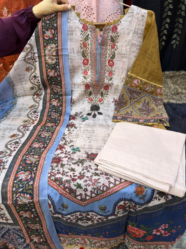 Swizz Lawn Digital Print Suit with Cotton Dupatta