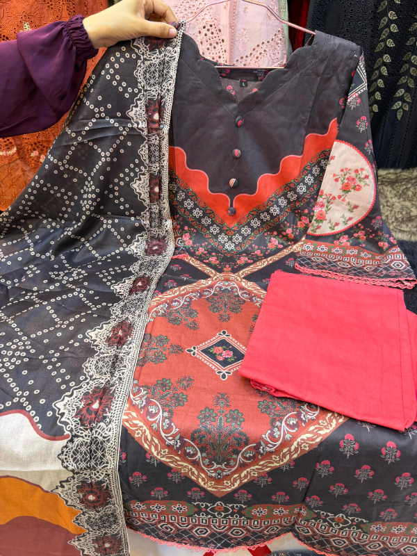 All-Over Printed Swizz Lawn Three-Piece