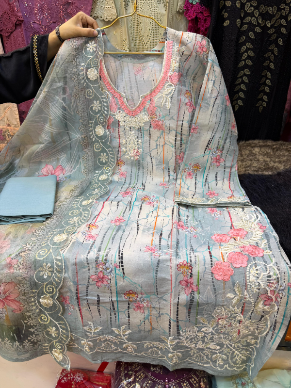 Swizz Lawn Printed Unstitched Salwar Suit with Cotton Dupatta