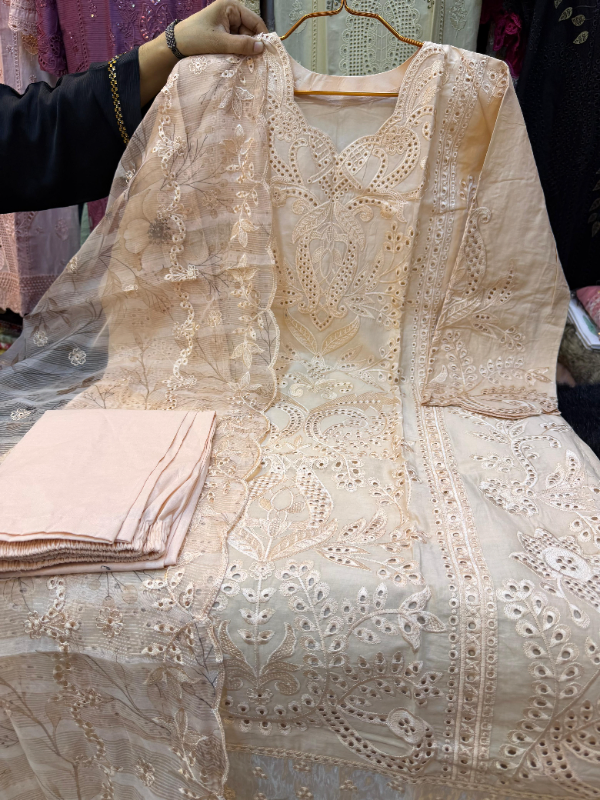 Pakistani Swizz Cotton Festive Suit with Quata Dupatta