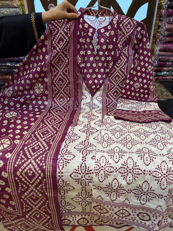 Soft Swizz Lawn Outfit with Matching Printed Bottom