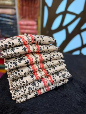 Printed Swizz Cotton Ensemble with Embroidered Organza Dupatta